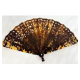 Vintage 13.5" Tortoise Shell Style Folding Hand Fan