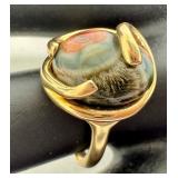 14k Gold Ring with Bullseye Agate / Imperial Jasper