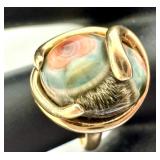 14k Gold Ring with Bullseye Agate / Imperial Jasper