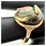 14k Gold Ring with Bullseye Agate / Imperial Jasper