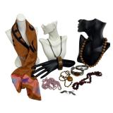 Assorted Lot of Vintage Jewelry and Capricorn Scarf