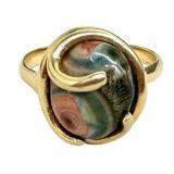 14k Gold Ring with Bullseye Agate / Imperial Jasper