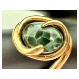 14k Gold Ring with Green Star Stone, Size 7.75