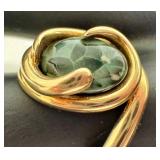 14k Gold Ring with Green Star Stone, Size 7.75