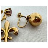 Vintage 14K Gold Earring and Jewelry Set with Unique Locket