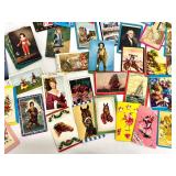 Collection of Vintage Trading Cards with Illustrations