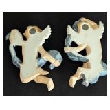 Pair of Vintage Porcelain Cherub Wall Plaques