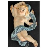 Pair of Vintage Porcelain Cherub Wall Plaques