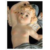 Pair of Vintage Porcelain Cherub Wall Plaques