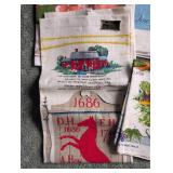 Vintage Painted Linen Towels and Tablecloth