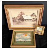 Three Small Framed Oil Paintings