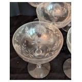 Vintage Etched Floral Wineglass Set