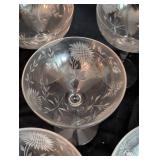 Vintage Etched Floral Wineglass Set