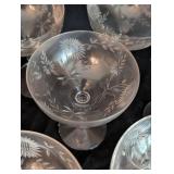 Vintage Etched Floral Wineglass Set