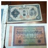 Group of foreign paper money mostly german marks 1917 - 23