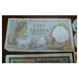 Lot of Marks and Francs and pfennig 1922 - 40