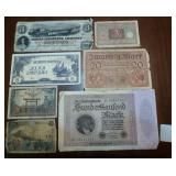 Variety of paper money and insurance certificate
