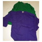 two size 3XL purple and green hockey jerseys