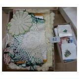 Group of doilies, scarfs, handkerchiefs etc