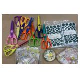 Can full of whatever fits - clock, scissors, stamps, watch, microfiber cloth, plate stands, vacuum bags
