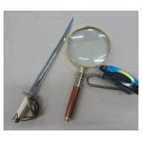 Can full of whatever fits - clock, scissors, stamps, watch, microfiber cloth, plate stands, vacuum bags