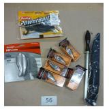 Fishing lot - filet knife, bait, rapala lures, berkeley stainless soap