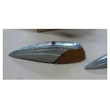 3 old vehicle lights - pitted metal but the brown glass is in great shape