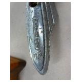 3 old vehicle lights - pitted metal but the brown glass is in great shape