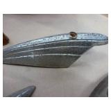 3 old vehicle lights - pitted metal but the brown glass is in great shape