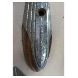 3 old vehicle lights - pitted metal but the brown glass is in great shape