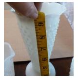 3 hobnail items - creamer, vase, glass - no chips or cracks