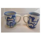 Collectible unique M.A.Hadley pottery - coffee jar, 5 tea or coffee cups