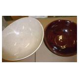 2 pottery bowls, Ceramic geese bowl and grape etched creamer and sugar