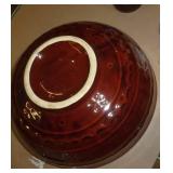 2 pottery bowls, Ceramic geese bowl and grape etched creamer and sugar