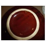 2 pottery bowls, Ceramic geese bowl and grape etched creamer and sugar