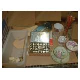 Set of frosting decorating tips, tea cups, vase, toothpick holder