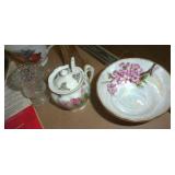 Set of frosting decorating tips, tea cups, vase, toothpick holder