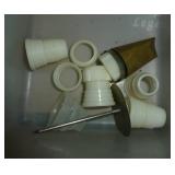 Set of frosting decorating tips, tea cups, vase, toothpick holder