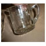 2 pottery bowls, Ceramic geese bowl and grape etched creamer and sugar