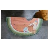 Stair basket, angled Longaberger basket with liner, and wood painted basket