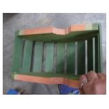 Stair basket, angled Longaberger basket with liner, and wood painted basket