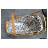 Stair basket, angled Longaberger basket with liner, and wood painted basket