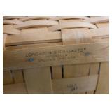 Stair basket, angled Longaberger basket with liner, and wood painted basket