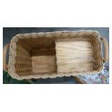 Stair basket, angled Longaberger basket with liner, and wood painted basket