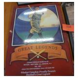 Baseball fans - Babe Ruth picture, bat and ball wall hanger, ballpark book, tin picture