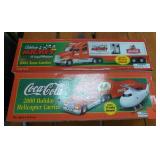 2004 Mickey Mouse and Coca-Cola Semi Truck and 2000 Coke Helicopter carrier - both light up