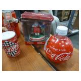 Coke items - cups, cards, bank, tins, ornaments
