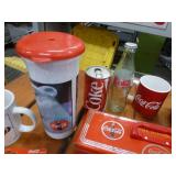Coke items - cups, cards, bank, tins, ornaments