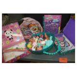 Girls bracelets (guessing 75) sketchbook, LOL Surprise dolls in carry case