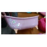 American Girl table, chairs, bed, bathtub